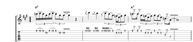 Shifting up another gear, you can hear how this kind of phrasing must have influenced a young Jimi Hendrix. Though this is pretty racy stuff, make sure your timing is together or you won't be able to jump in and out of the more rhythmic sections convincingly.